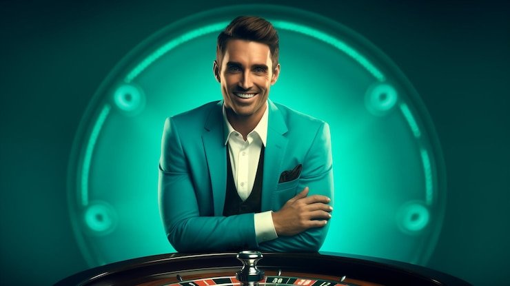 Roda roulette berputar dengan bola dalam studio live casino vivo88